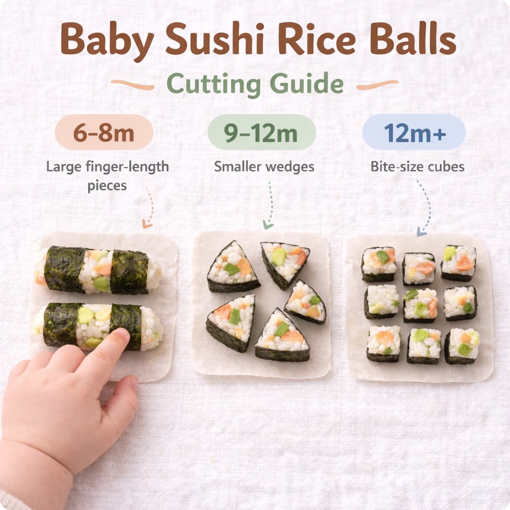 How to cut baby sushi rice balls for baby
