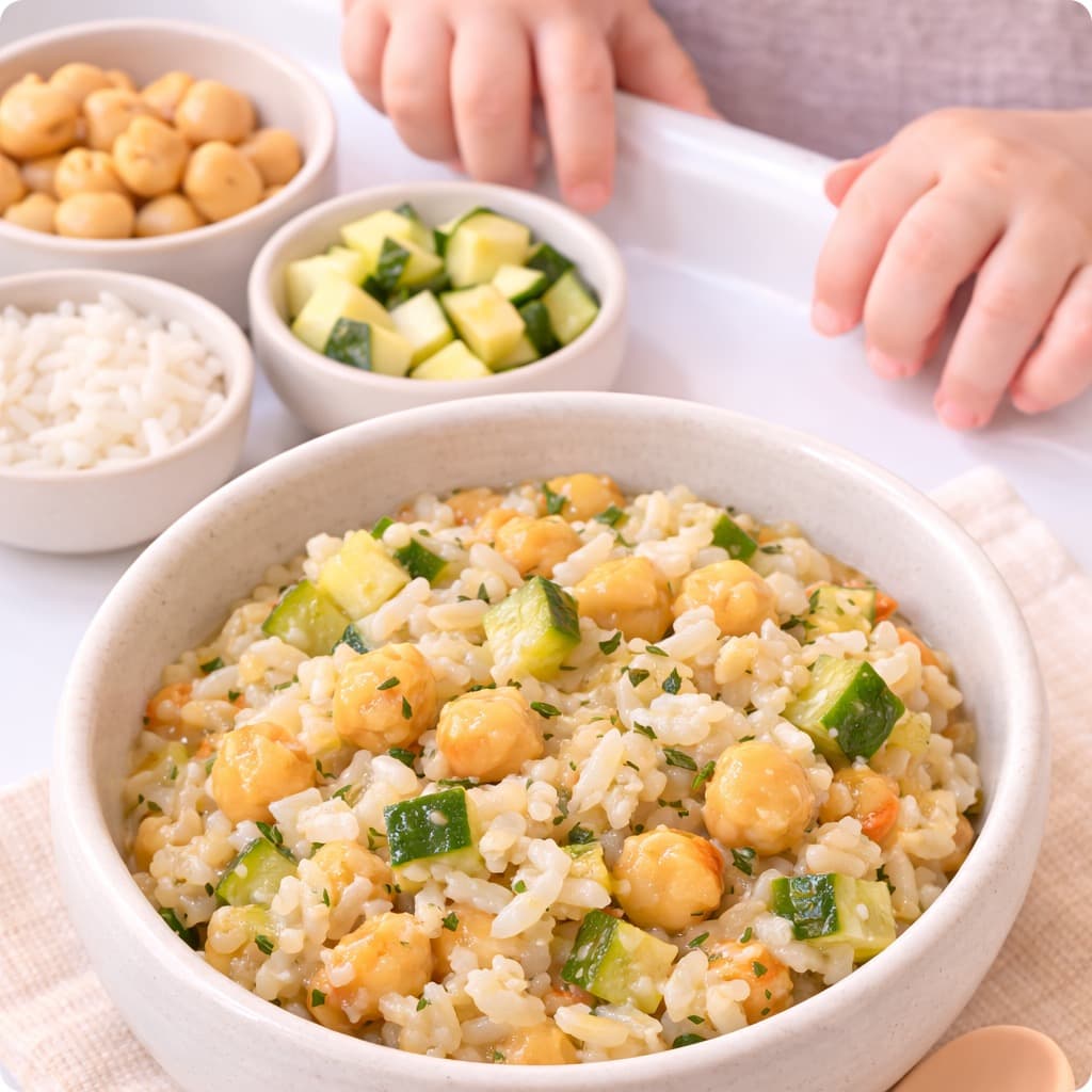 Chickpeas + Rice + Zucchini Mediterranean Bowl