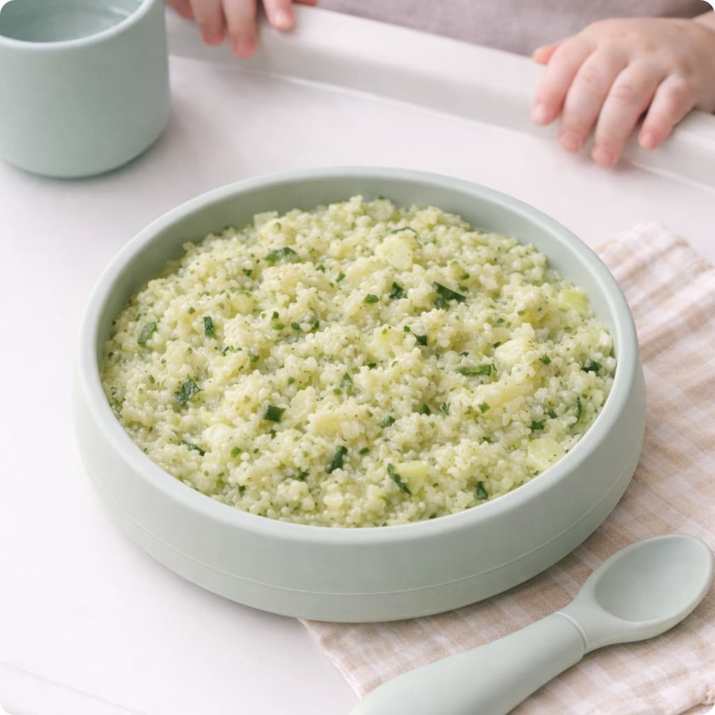Couscous + Zucchini + Olive Oil Mash