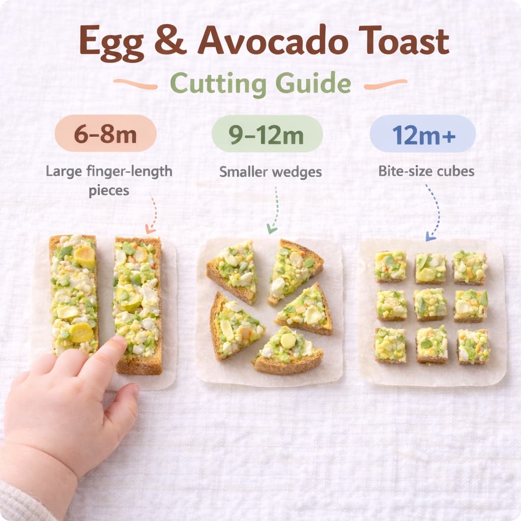 How to cut egg avocado toast fingers for baby