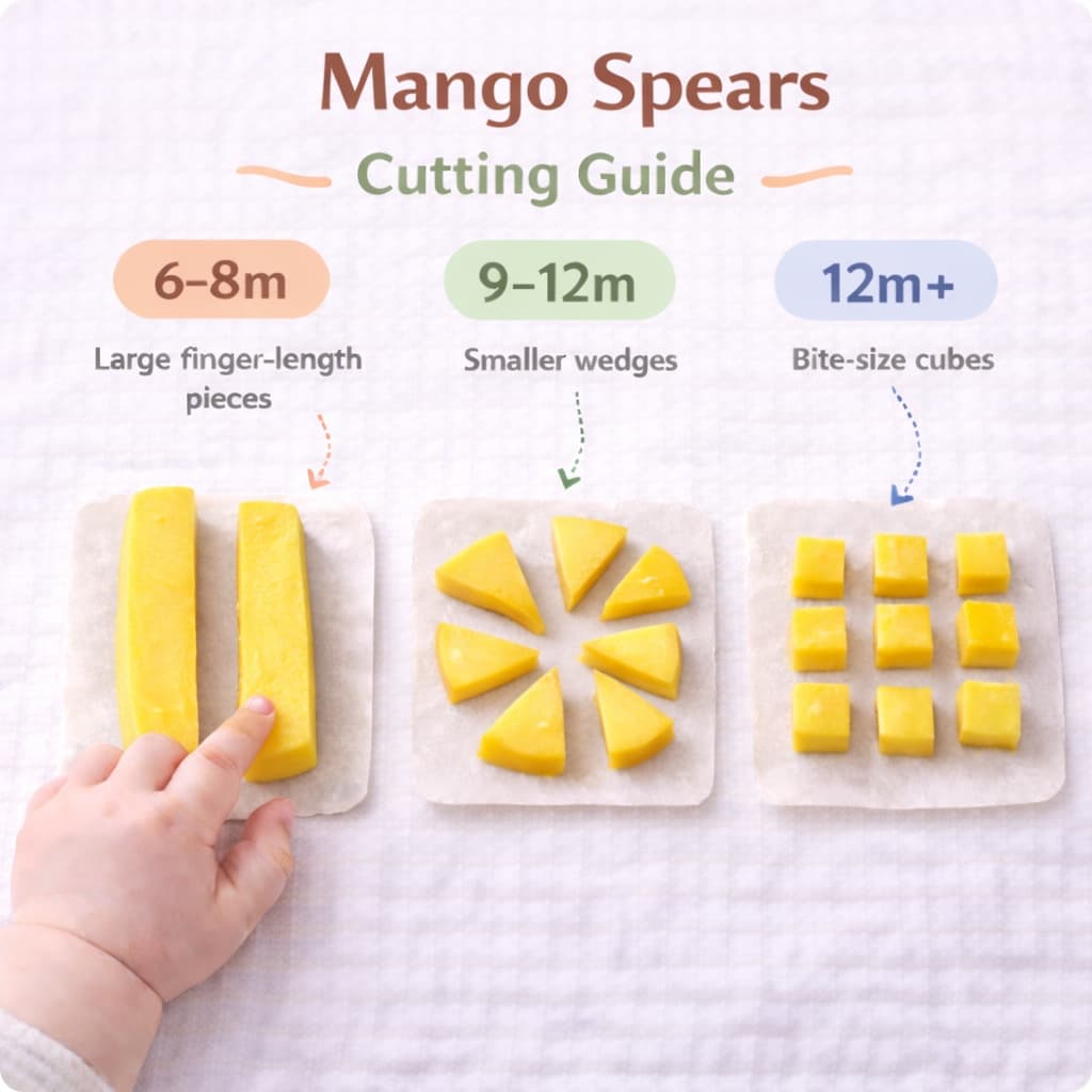 How to cut mango spears for baby