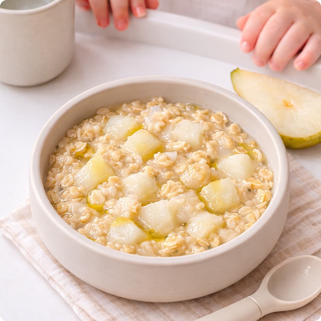 Pear + Oats + Olive Oil Breakfast Bowl