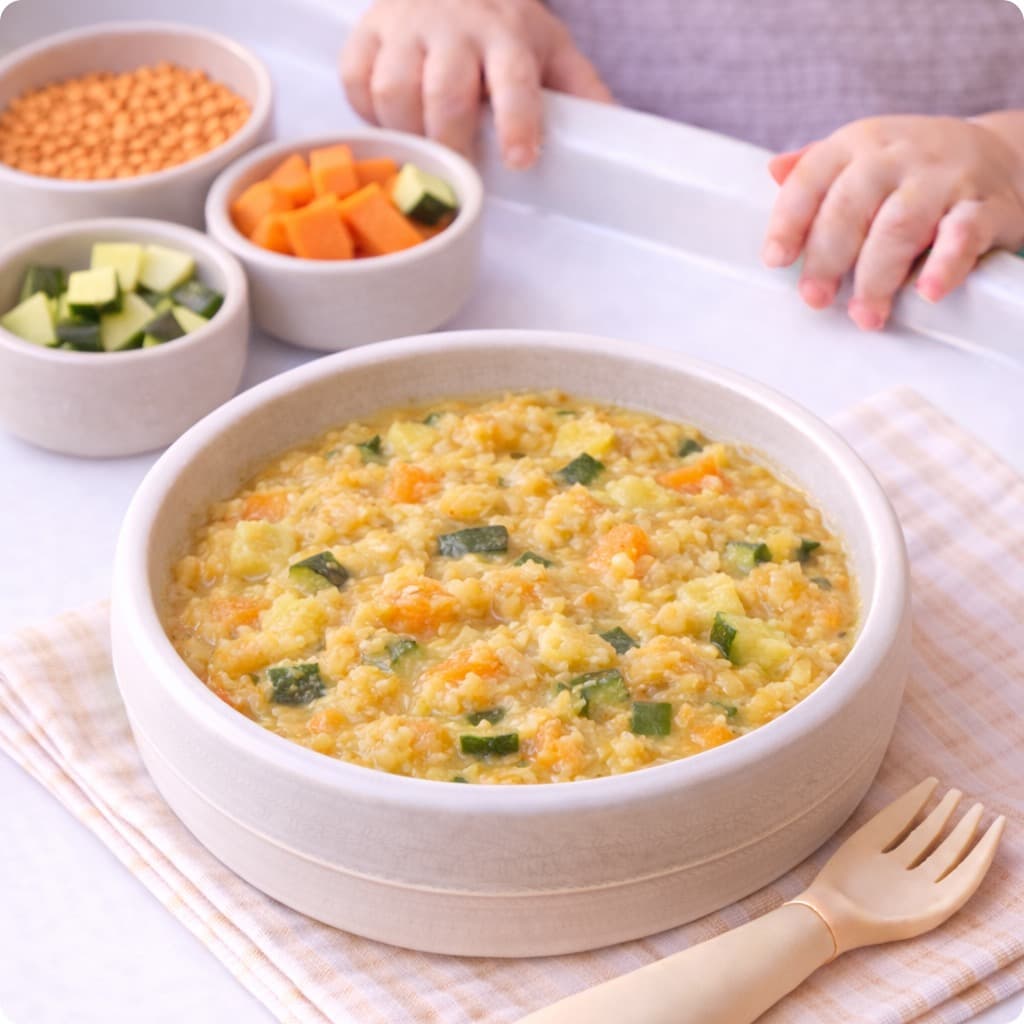Red Lentils + Sweet Potato + Zucchini Cream