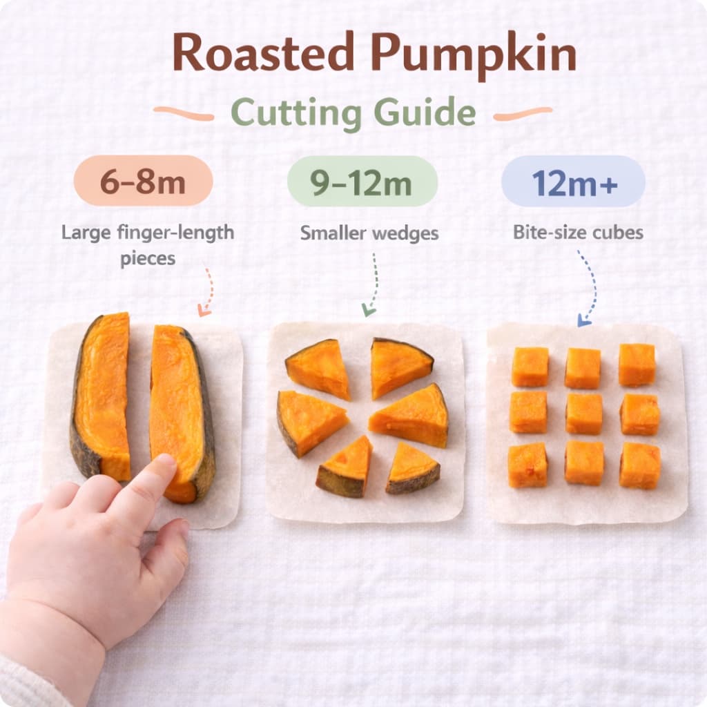 How to cut roasted pumpkin wedges for baby