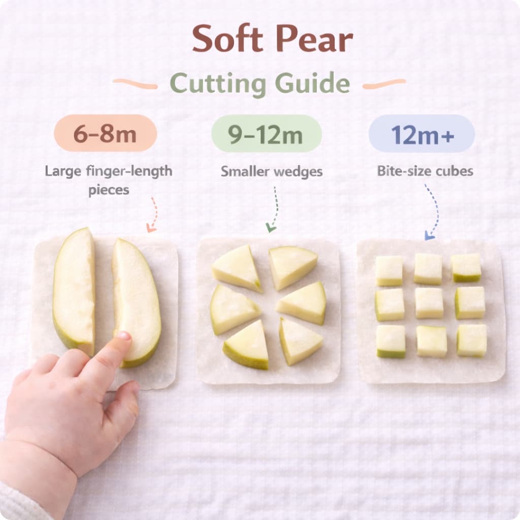 How to cut soft pear wedges for baby