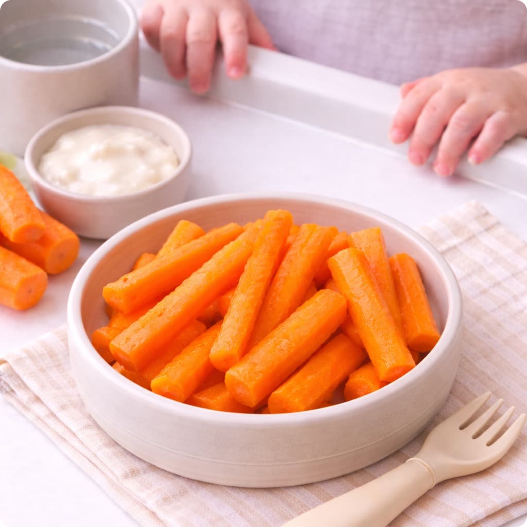 Soft Steamed Carrot Sticks
