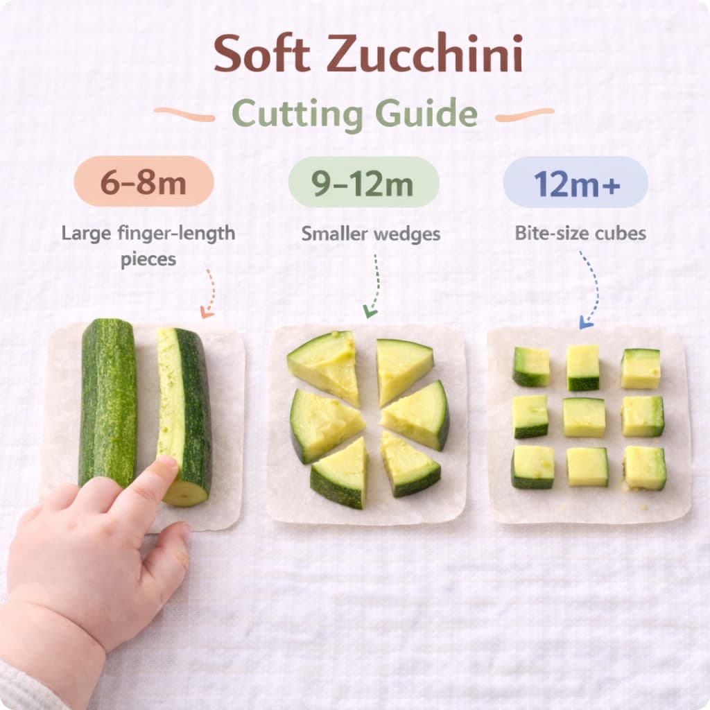 How to cut soft zucchini spears for baby