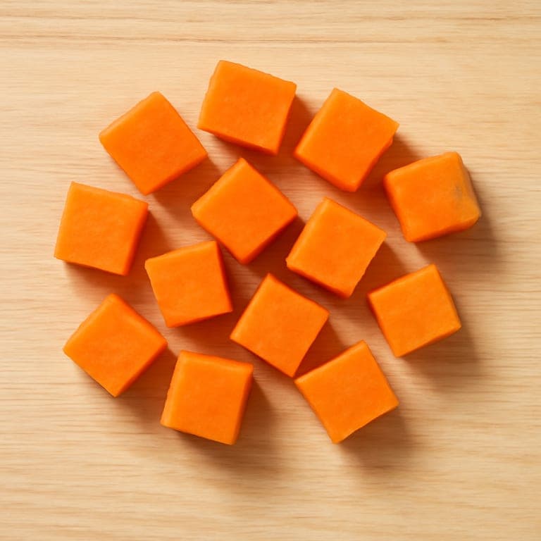 Soft cooked carrot cubes for 12 month old toddler