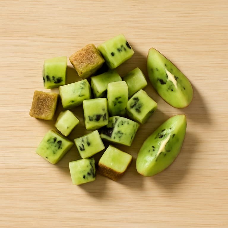 Kiwi cubes with skin for 12 month old toddler baby-led weaning