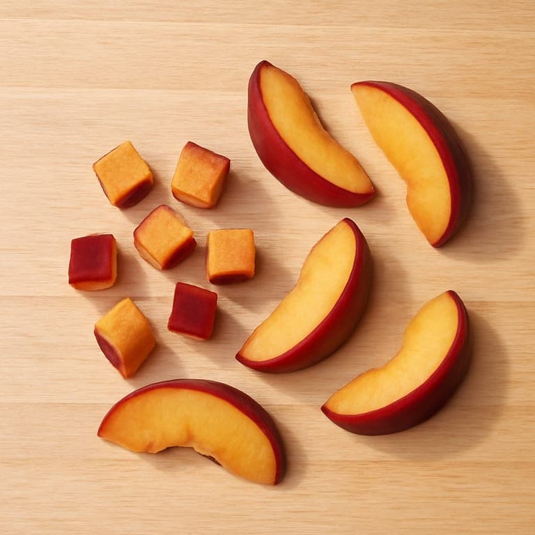 Baby-led weaning plum cubes and wedges for 9 month old
