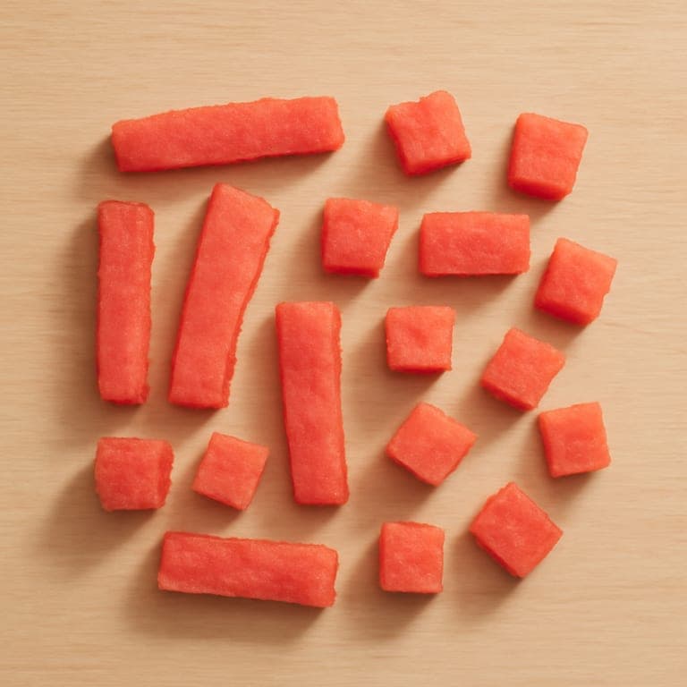 Watermelon pieces cut for 9 month old baby