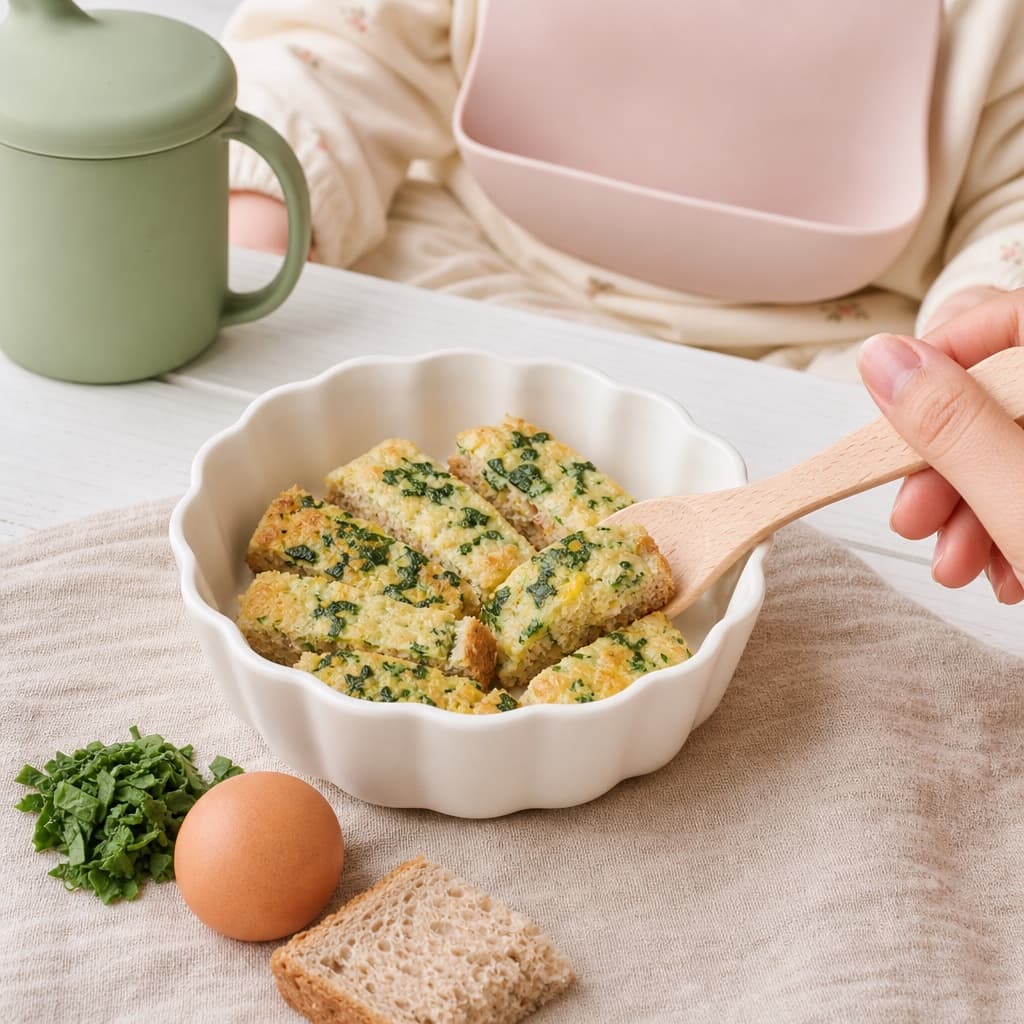 Spinach Egg Toast Bites