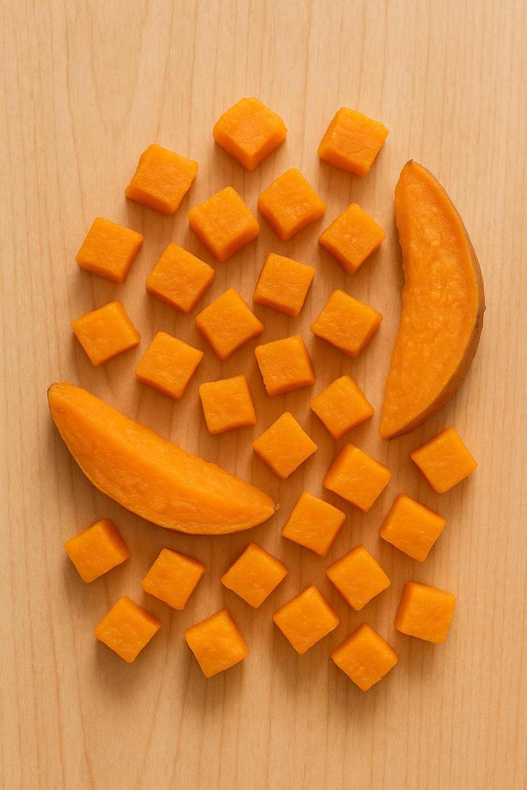 Small soft cooked plantain cubes for a 9 month old baby